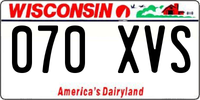 WI license plate 070XVS