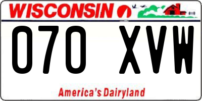 WI license plate 070XVW
