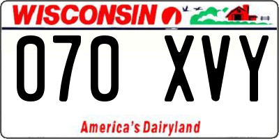 WI license plate 070XVY