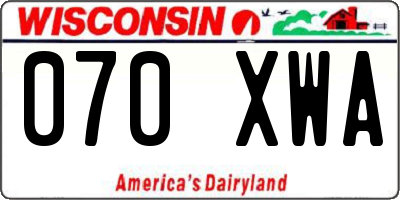 WI license plate 070XWA