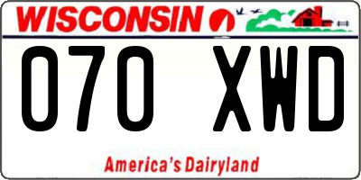 WI license plate 070XWD