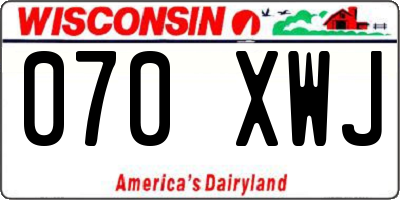 WI license plate 070XWJ