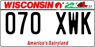 WI license plate 070XWK