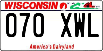 WI license plate 070XWL