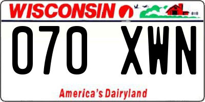 WI license plate 070XWN