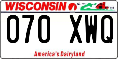 WI license plate 070XWQ