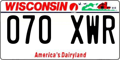 WI license plate 070XWR