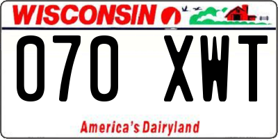 WI license plate 070XWT