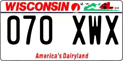 WI license plate 070XWX