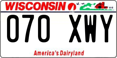 WI license plate 070XWY