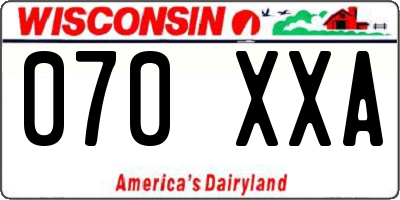 WI license plate 070XXA