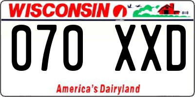 WI license plate 070XXD