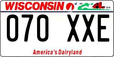 WI license plate 070XXE
