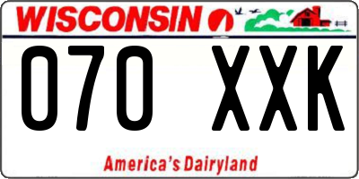 WI license plate 070XXK