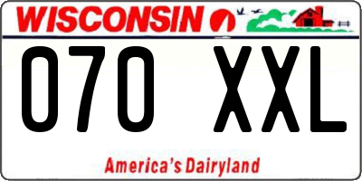 WI license plate 070XXL