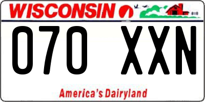 WI license plate 070XXN