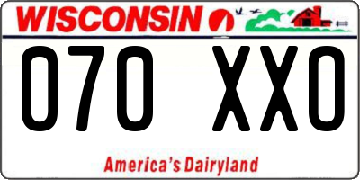WI license plate 070XXO