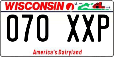 WI license plate 070XXP
