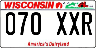 WI license plate 070XXR