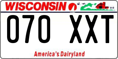 WI license plate 070XXT