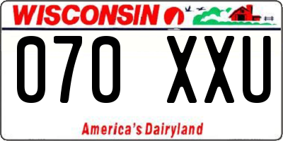 WI license plate 070XXU