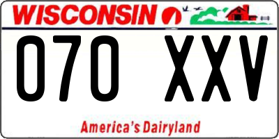WI license plate 070XXV