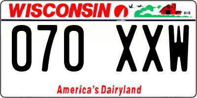 WI license plate 070XXW