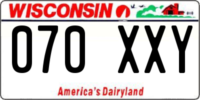 WI license plate 070XXY
