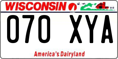 WI license plate 070XYA