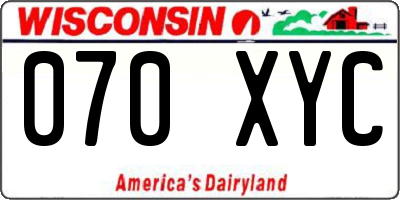 WI license plate 070XYC