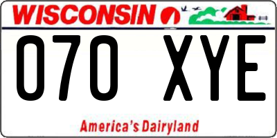 WI license plate 070XYE