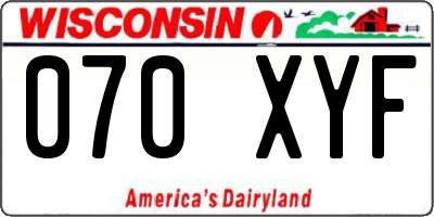 WI license plate 070XYF