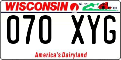WI license plate 070XYG