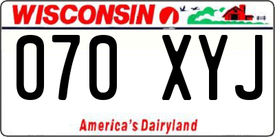 WI license plate 070XYJ