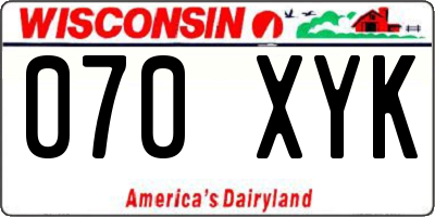 WI license plate 070XYK