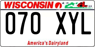 WI license plate 070XYL