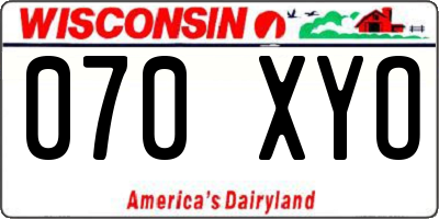 WI license plate 070XYO