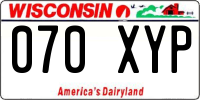 WI license plate 070XYP