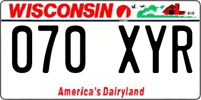 WI license plate 070XYR