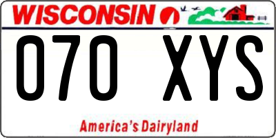 WI license plate 070XYS