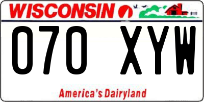 WI license plate 070XYW