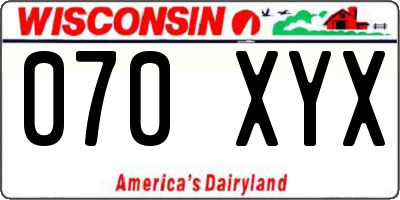 WI license plate 070XYX