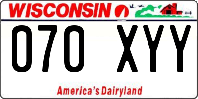 WI license plate 070XYY