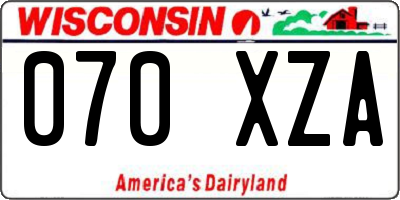 WI license plate 070XZA