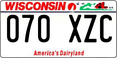 WI license plate 070XZC