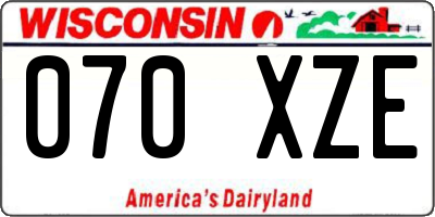 WI license plate 070XZE