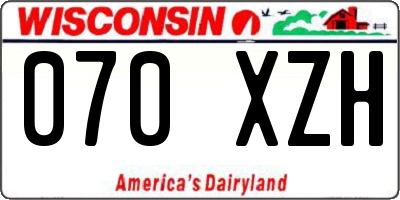WI license plate 070XZH