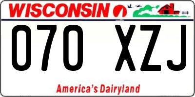 WI license plate 070XZJ