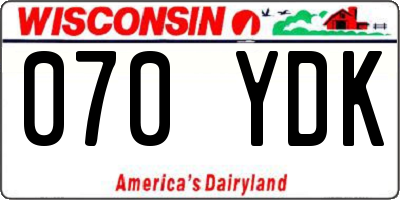 WI license plate 070YDK