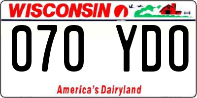 WI license plate 070YDO